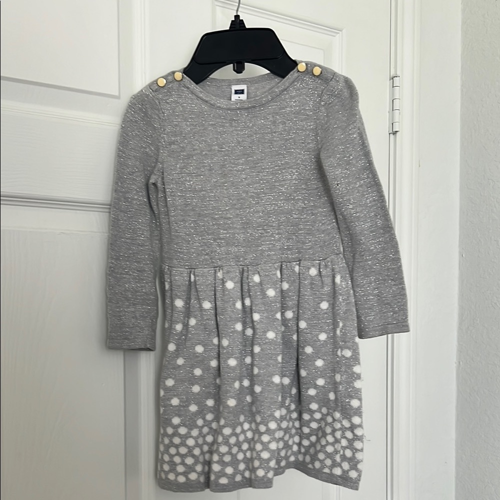 Janie and Jack Gray Dress with White Polka Dots